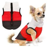 Idepet Pet Dog Cat Coat with Leash Anchor Color Patchwork Padded Puppy Vest Jacket Teddy Chihuahua Costumes Pug Cloth XS S M L (X-Small (Pack of 1), Black)