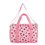 Hello Kitty Character & Strawberries All-Over Print Pink Plaid 20\" Duffel Bag