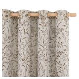 BGment Brown Fall Curtains for Living Room - Linen Jacquard Leaf Floral Botanical Branch Vintage Cottage Core Light Filtering French Country Scandi Style Decor Window Drapes, 2 Panels, 52 x 84 Inch