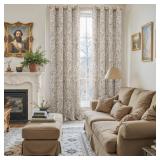 BGment Brown Fall Curtains for Living Room - Linen Jacquard Leaf Floral Botanical Branch Vintage Cottage Core Light Filtering French Country Scandi Style Decor Window Drapes, 2 Panels, 52 x 84 Inch