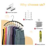 Volnamal Legging Organizer for Closet, Metal Yoga Pants Hangers 2 Pack w/10 Clips Holds 20 Leggings, Space Saving Hanging Closet Organizer w/Rubber Coated Closet Organizers and Storage, Black