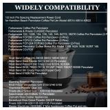 HASMX 6ft Power Cord for West Bend Coffee Urn Power Cord 58036 58002 Coffee Maker Electric Cord 2 Pin 1/2 Inch Spacing Also Fits Many Rice Cookers and Other Small Appliances