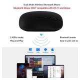 Wireless Bluetooth Mouse for Apple iPad iPhone MacBook Android Samsung Tablet Phone Dual-Mode Rechargeable 2.4G Portable Computer Mice for Windows Laptop Notebook PC Mac Desktop USB Receiver (Black)