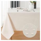 Veblandy Rectangle Tablecloth 60x144 inch Linen Textured Waterproof Table Cloth Stain and Wrinkle Resistant Washable, Decorative Fabric Table Cover for Outdoor and Indoor Use, Ivory