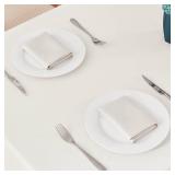 Veblandy Rectangle Tablecloth 60x144 inch Linen Textured Waterproof Table Cloth Stain and Wrinkle Resistant Washable, Decorative Fabric Table Cover for Outdoor and Indoor Use, Ivory