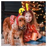 HEYFIZZ Deer Antler Headband for Adults,Reindeer Headpiece Dog Costume Accessories,Deer Horn Halloween Christmas Dress Up