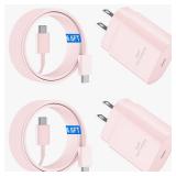 USB C Android Charger Fast Charging Cord, Super Fast Phone Chargers 6.6FT C to C Type Cable with 25W USBC Wall Block for Samsung Galaxy S25 S24 Ultra Plus/S23/S22/S21/S20/Note 20/Note 10, Pink
