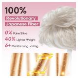 REECHO Hair Topper, Short Wiglet Hair Topper for Women with Thinning Large Coverage Synthetic Top Crown Hairpiece for Women (Pearl Platinum)