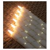 Flameless Cone Candle with Built-in Star String Light, 11-Button Remote Control, Timer, Battery Powered, Simulated Flame, 3-Pack Window Candle, Christmas Home & Wedding Decoration (Ivory)