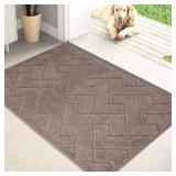 PURRUGS Dirt Trapping Door Mat 24\" x 35.5\", Non-Slip Machine Washable Entry Rug, Dog Doormat, Indoor Front Door Mat, Super Absorbent Entryway Rug for Muddy Shoes & Paws, Grayish Brown