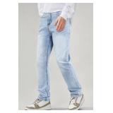 Heyfanee Mens Slim Fit Jeans Stretch Denim Pants for Men Slim Leg Light Blue 28x28