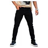 Heyfanee Mens Slim Fit Jeans Skinny Stretch Black Denim Pants for Men Slim Leg 28x28