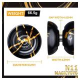 MAGICYOYO N11 Professional Unresponsive Yoyo N11 Dual Purpose Alloy Trick YoYo Ball (Black with Golden) with Bag, Glove, 12 Yoyo Strings and Responsive Bearing Kit