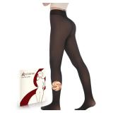 iceROSE Fleece Lined Tights Women - Sheer Black Thermal Leggings Thick Warm Pantyhose Fake Translucent Dress for Cold Winter