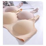 Daisy Bras for Women No Underwire Adjustable Bra Comfort Wireless Push Up Full Coverage Support Senior Bra 2025 Gray Purple XL