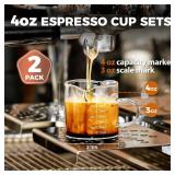 SENTVEND Espresso Cups Set of 2, 4 Oz Espresso Shot Glass with Handle Double Spout Measuring Cups with Scale Clear Glass Milk Cup Coffee Accessories Great for Making Coffee Desserts Salad Dressing