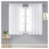 DWCN White Sheer Curtains Semi Transparent Voile Rod Pocket Curtains for Bedroom and Living Room, 52 x 54 inches Long, Set of 2 Panels