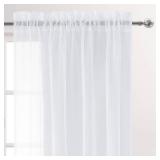 DWCN White Sheer Curtains Semi Transparent Voile Rod Pocket Curtains for Bedroom and Living Room, 52 x 54 inches Long, Set of 2 Panels