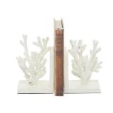 Deco 79 Metal Coral Decorative Bookends Non Skid Bookends, Set of 2 Office Bookends5\"W, 7\"H, White *one is broken off*