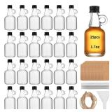 eispap 25 Pcs 1.7 OZ Single ear Mini Glass Liquor Bottles with Lids Small Glass Wine Bottles Reusable Empty Alcohol Bottles with Aluminum Black Screw Cap