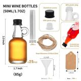 eispap 25 Pcs 1.7 OZ Single ear Mini Glass Liquor Bottles with Lids Small Glass Wine Bottles Reusable Empty Alcohol Bottles with Aluminum Black Screw Cap