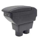 YJYWZH Armrest Box for Nissan Versa 2007-2011 Center Storage Box Hand Interior Centre Consoles with Cup Holder Arm Rest Double-Layer Accessories Black (4 USB Black with Black Thread)