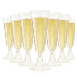 SUREHOME Champagne Flutes Plastic 40 Pcs Gold Glitter Champagne Glasses Disposable Mimosa Glasses Sparkle Clear Acrylic Wedding Toasting Cocktail Cups Bulk for Bridal Shower Birthday Party Supplies