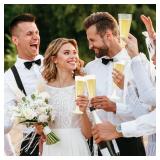 SUREHOME Champagne Flutes Plastic 40 Pcs Gold Glitter Champagne Glasses Disposable Mimosa Glasses Sparkle Clear Acrylic Wedding Toasting Cocktail Cups Bulk for Bridal Shower Birthday Party Supplies