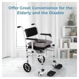 Tideme Bedside Commode Soft Cushion, Thick Cushion Pad PU Cover Cotton Filler with Fixing Straps for Commode Chair, Washable Toilet Seat Cushion for Seniors for Elderly Adults