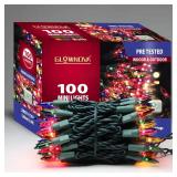 GLOWNOVA Green Wire,Multicolor,Incandescent Bulb 100 Mini String Lights for Indoor Christmas Tree Garland Birthday Wedding Party Festival Decoration