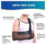 Mesh Arm Shoulder Sling Medical Shoulder Immobilizer for Shoulder Injury Torn Rotator Cuff, Breathable Arm Brace for Shower, Right Left Arm Stabilizes Elbow Arm Wrist Injury for Men Women (Black)
