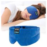 Sleep Mask Bluetooth 5.4 Headphones Soft Wireless Headband Eye Mask Blackout with Microphone (Blue)