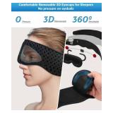 Bluetooth Sleep Mask with Removable 3D Contoured, 100% Blackout Eye Mask for Sleeping for Men/Women/Insomniacs