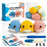 HEJIN Beginner Crochet Kit, Crochet Kits for Kids and Adults, 3PCS Crochet Animal Kit for Beginners Include Videos Tutorials, Yarn, Eyes, Stuffing, Crochet Hook - Boys and Girls Birthdays Gift