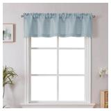 Chyhomenyc Short Curtain Valance for Windows, Light Filtering Faux Linen Textured Small Kitchen Window Curtain, Valance for Bathroom Laundry Basement, 60Wx14L inch, 1 Piece, Aqua with Greenish Tone