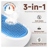 Pet Steam Brush for Dog & Cat - 3-in-1 Steam Grooming Brush for Shedding & Hair Removal - Self Cleaning Spray Comb with Mist for Long Haired Pets - Includes 1*Waterless Shampoo, Blue.