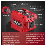 220W Azocek Power Inverter Compatible with Milwaukee 18V Battery, DC 18V to AC 110V Portable Power Station with 1 AC Outlet, 2 USB Ports & 1 Type-C Fast Charging, 400LM LED Work Light