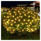 Dirnun Led Christmas Net Lights Outdoor Christmas Lights WarmWhite 160LED 5ftx7ft, Waterproof Outdoor Indoor Fairy Mesh Net Light for Xmas Party, Yard, Patio, Trees, Shrubs, Bushes Decorations