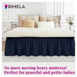 RIMELA Navy Blue Bed Skirt King Size 18 Inch Drop, Elastic Bed Skirting for Bed Base and Frame, Bedding Dust Ruffle Easy to Install, Lightweight Wrap Around Adjustable Bedskirt