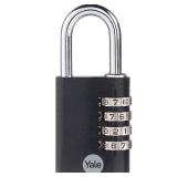 Yale 4 Digit Combination Lock Outdoor Waterproof Padlock for School Gym Locker, Sports Locker, Fence, Toolbox, Gate, Case, Hasp Storage (Black)