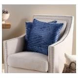Blue Textured Decorative Throw Pillows - Set of 2
