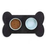 Pet Feeding Mat - Black Bone Shape