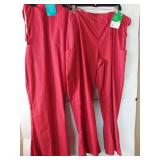 APPEARS NEW - Landau Medical Scrub Pants, 1 Cargo Flare Leg & 1 Natural - Red (Size XL) 2 Pack