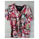 APPEARS NEW - Landau Medical Scrub Tops Collection - Floral and Abstract Prints (Size XL) Lot of 3