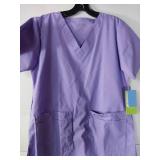 APPEARS NEW - Landau & Fundamentals Purple Medical Scrub Tops (Size Small) Lot of 2