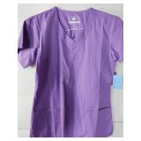 APPEARS NEW - Landau & Fundamentals Purple Medical Scrub Tops (Size Small) Lot of 2