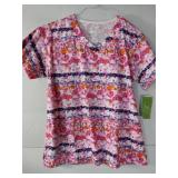 APPEARS NEW - 1 Peaches, 1 Bio, & 1 Landau Floral Pattern Medical Scrub Tops (Size Large) Lot of 3
