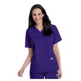APPEARS NEW - Landau Unisex V-Neck Scrub Top  Style 71221 - Grape (Size Small) 2 Pack