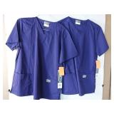 APPEARS NEW - Landau Unisex V-Neck Scrub Top  Style 71221 - Grape (Size Small) 2 Pack