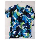 APPEARS NEW - Landau Medical Scrub Tops Bundle - Blue Floral and Winter Patterns (Size Medium) Lot of 3